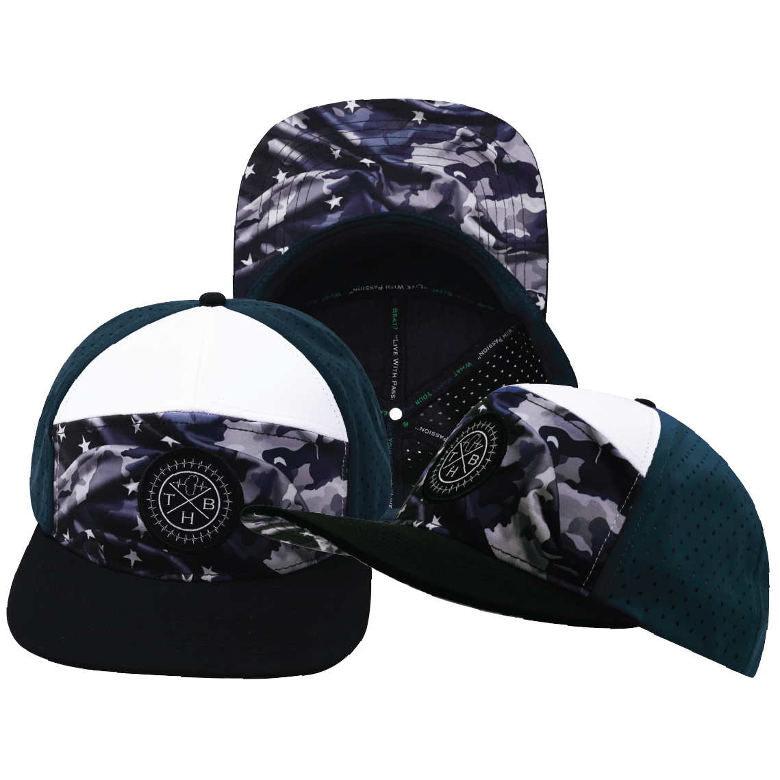 Color Vibes Hat - Flat Bill - Patriots Night - Black / White / Navy - Laser Mesh