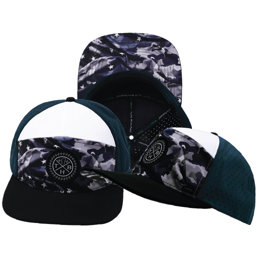 **ADULT** Color Vibes Hat - Flat Bill - Patriots Night - Black / White / Navy - Laser Mesh