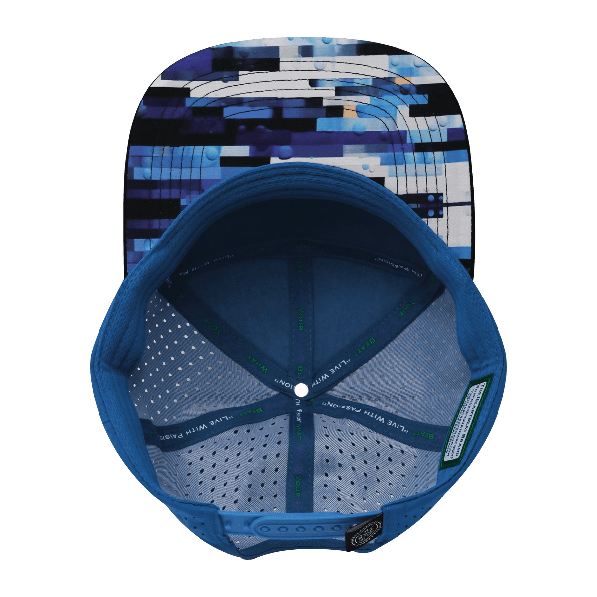 Color Vibes Hat - Flat Bill - Sky Blocks - Black / White / Blue - Laser Mesh