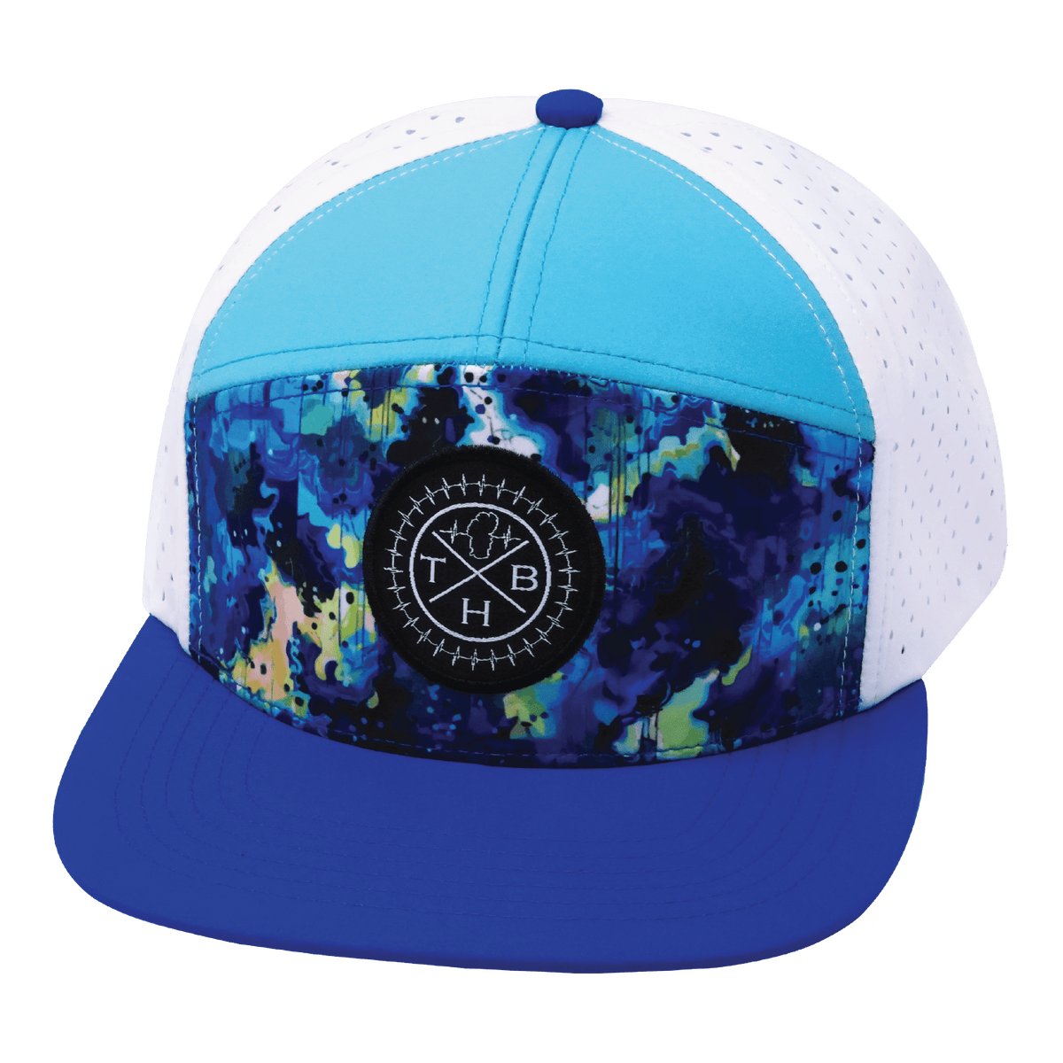 Color Vibes Hat - Flat Bill - Starry Bright - Blue / Neon Green Blue / White - Laser Mesh