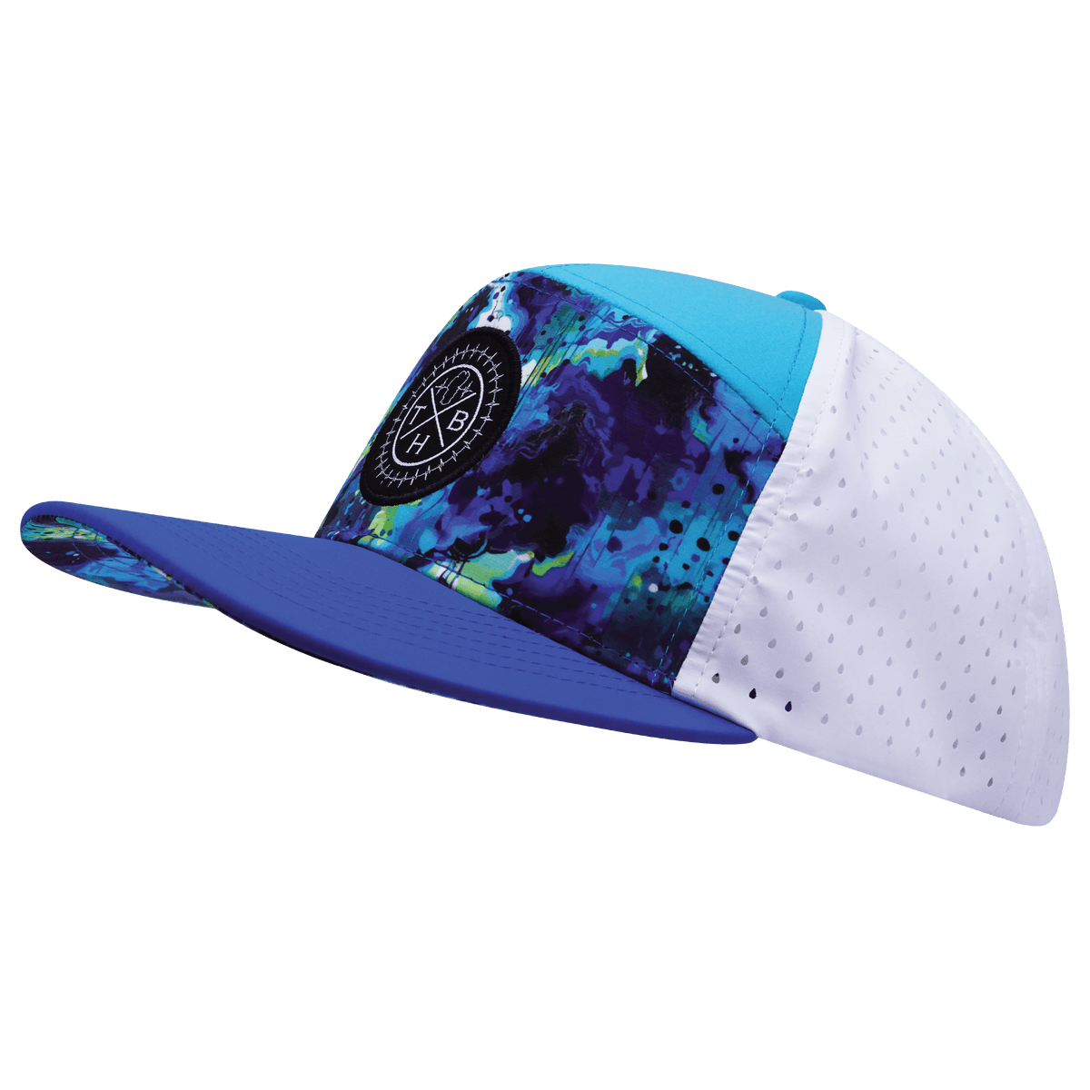 Color Vibes Hat - Flat Bill - Starry Bright - Blue / Neon Green Blue / White - Laser Mesh