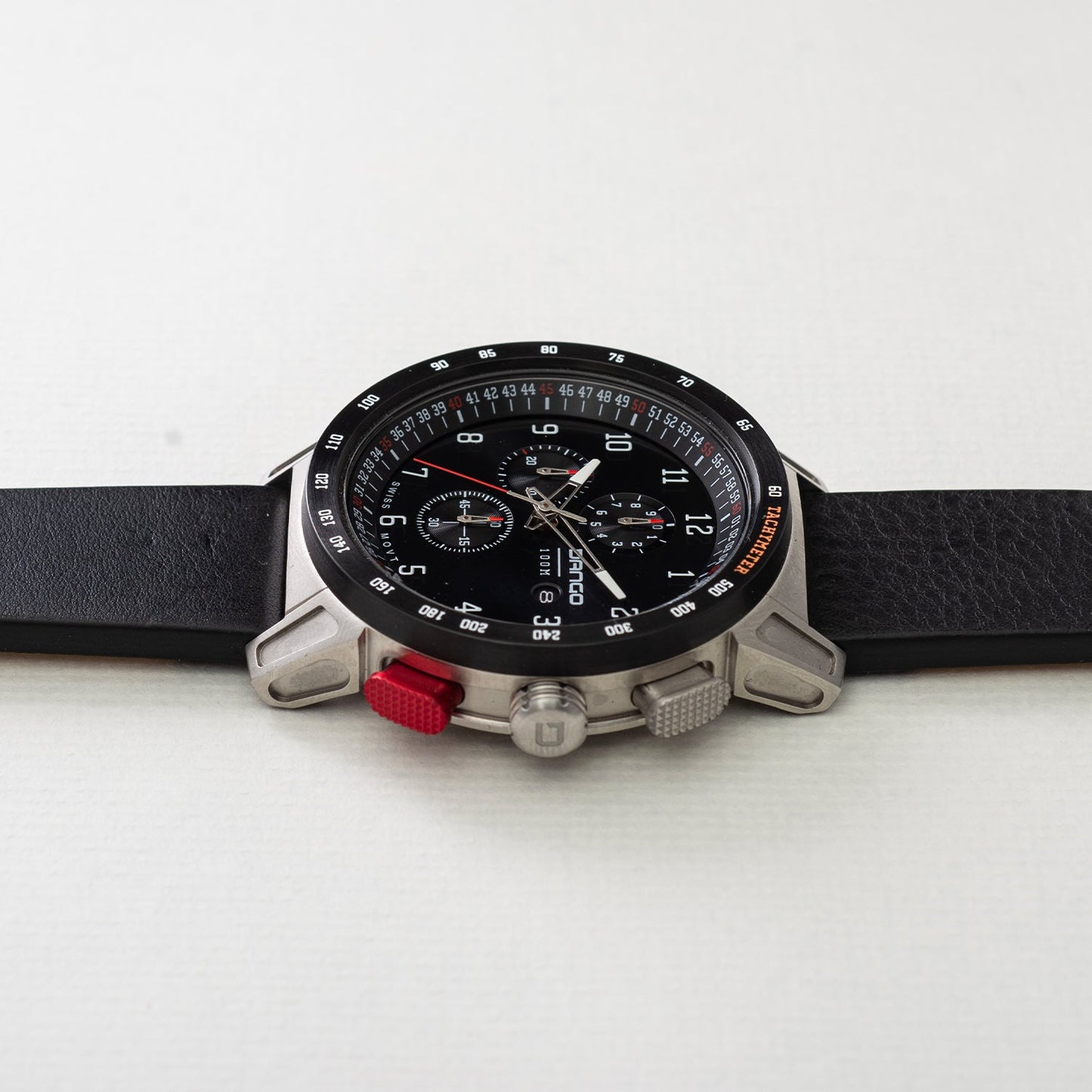 CR-01 - Chrono Watch with Italian Leather Strap - Jet Black