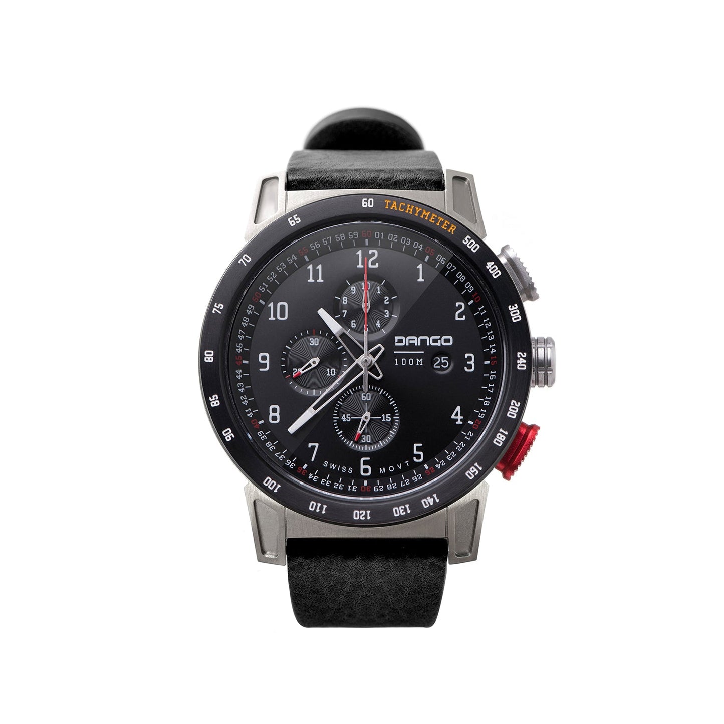 CR-01 - Chrono Watch with Italian Leather Strap - Jet Black