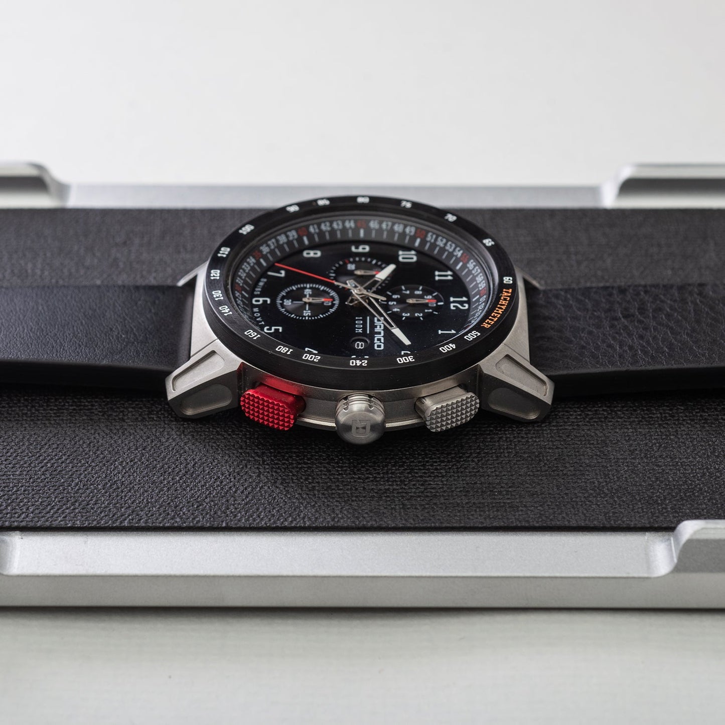 CR-01 - Chrono Watch with Italian Leather Strap - Jet Black