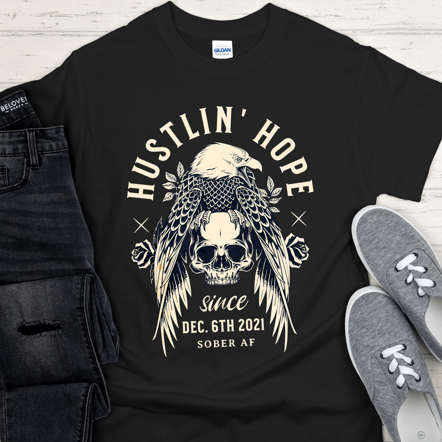 Custom Recovery T-Shirt | Inspiring Sobriety |  Hustlin' Hope