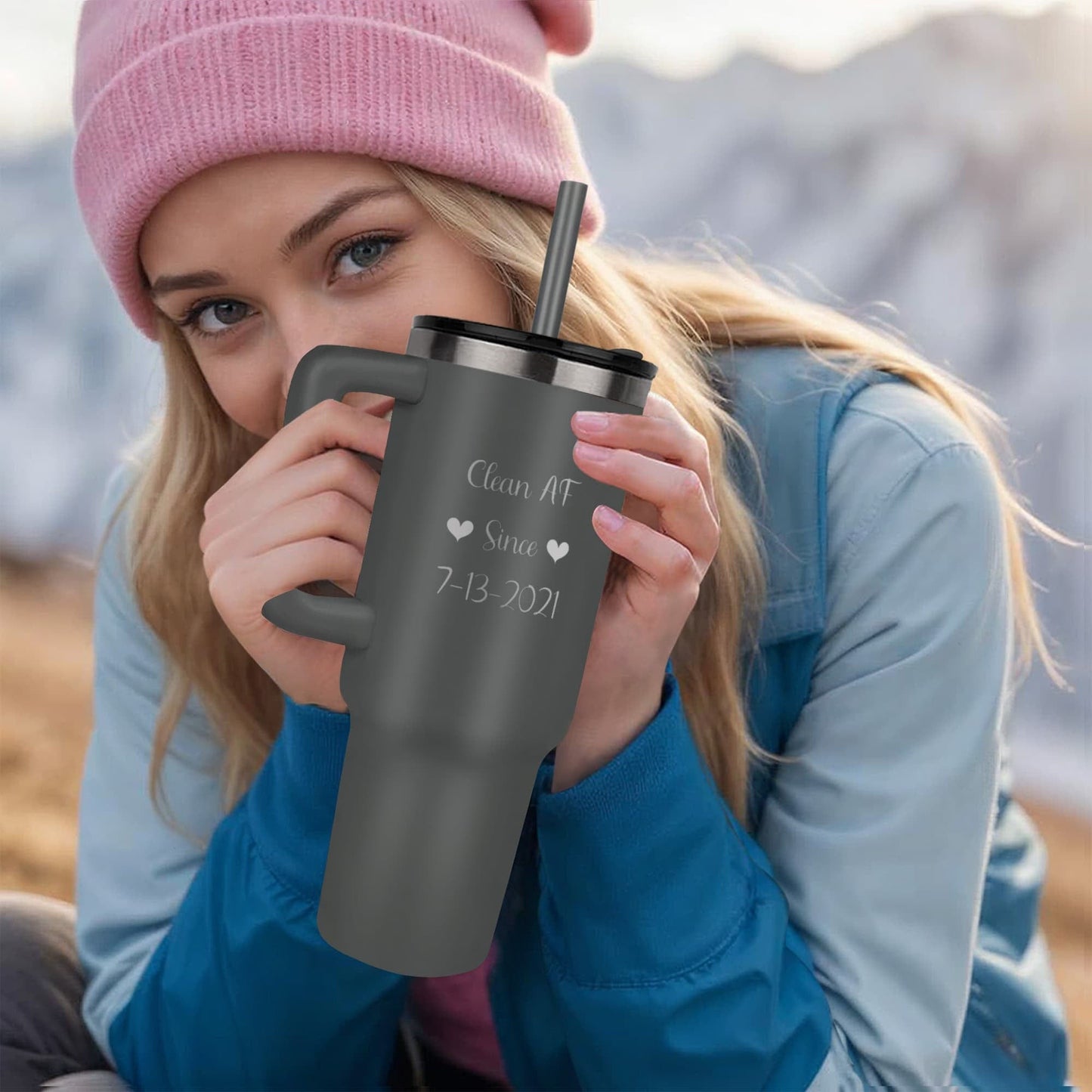 Custom SS Recovery Tumbler | Inspiring Sobriety | Clean AF Since