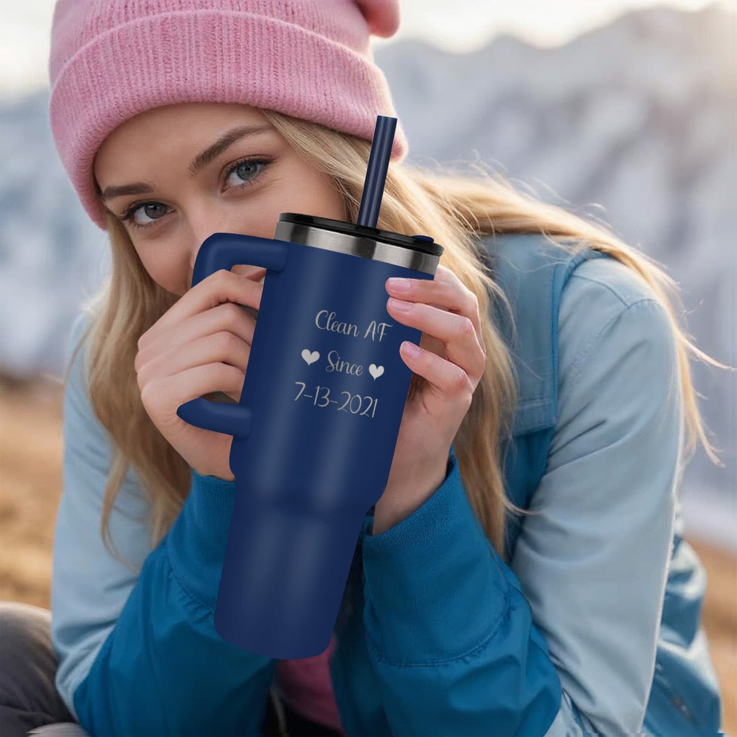 Custom SS Recovery Tumbler | Inspiring Sobriety | Clean AF Since