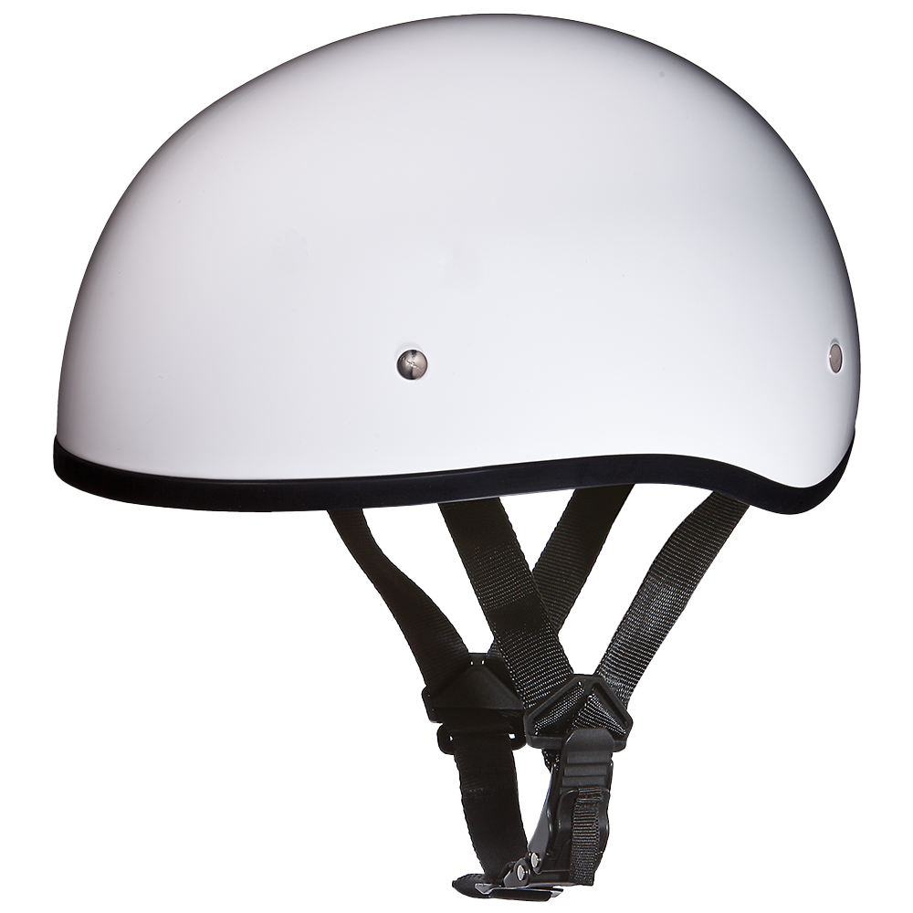 DOT Approved Daytona Skull Cap Half Shell Motorcycle Helmet - Beanie Style for Motorcycles, Cruisers, Scooters, and Mopeds W/O Visor- Hi-Gloss White