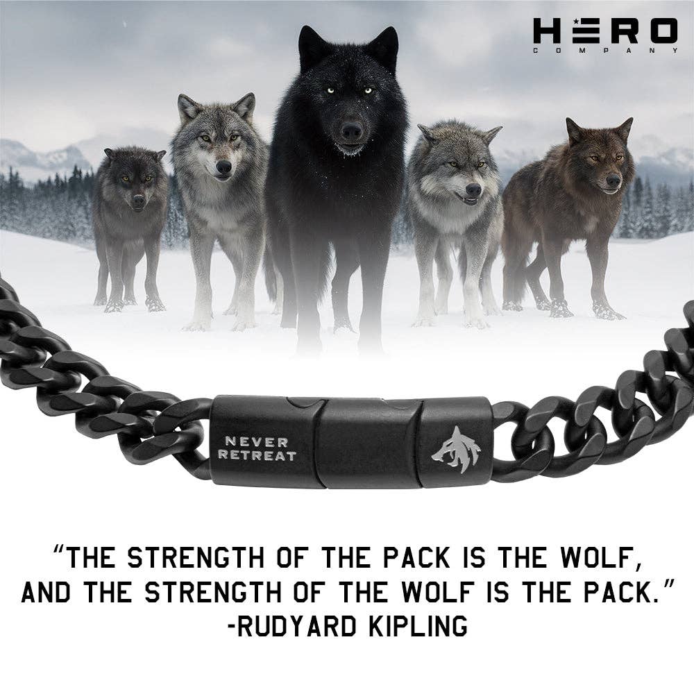 Never Retreat Alpha Wolf Cuban Link Necklace: Helps Pair Veterans With A Service Dog Or Shelter Dog -Faire