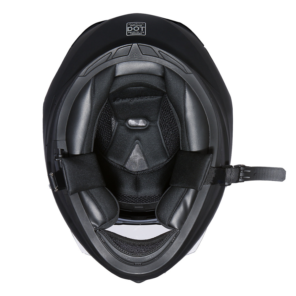 Daytona Detour Full Face Motorcycle Helmet - DOT Certified, Dual Visor, Street Bike Helmet, Men/Women/Youth - Dull Black