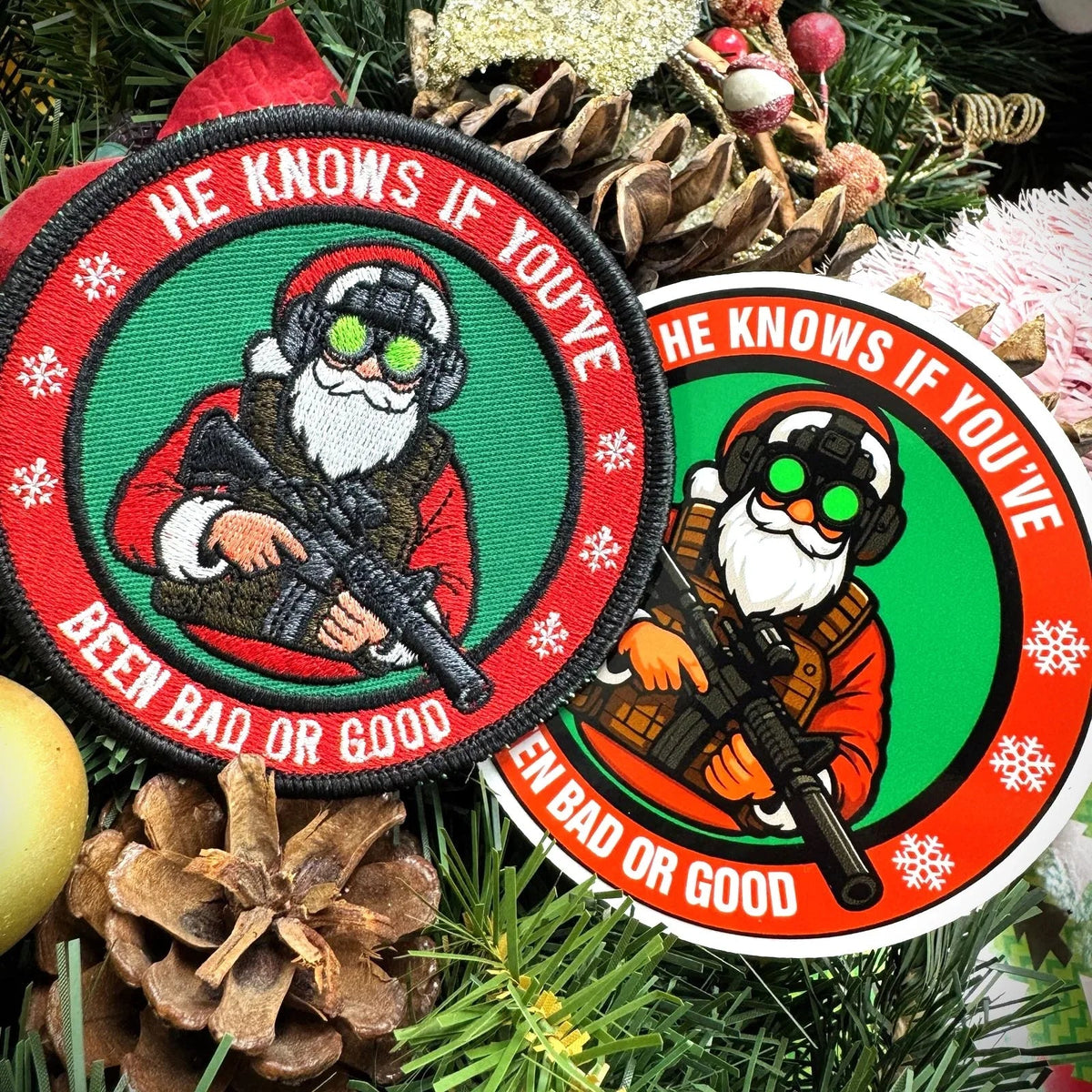 COMBO - POTM - December 2025 -  He Knows If You've Been Bad Or Good  - PATCH AND STICKER