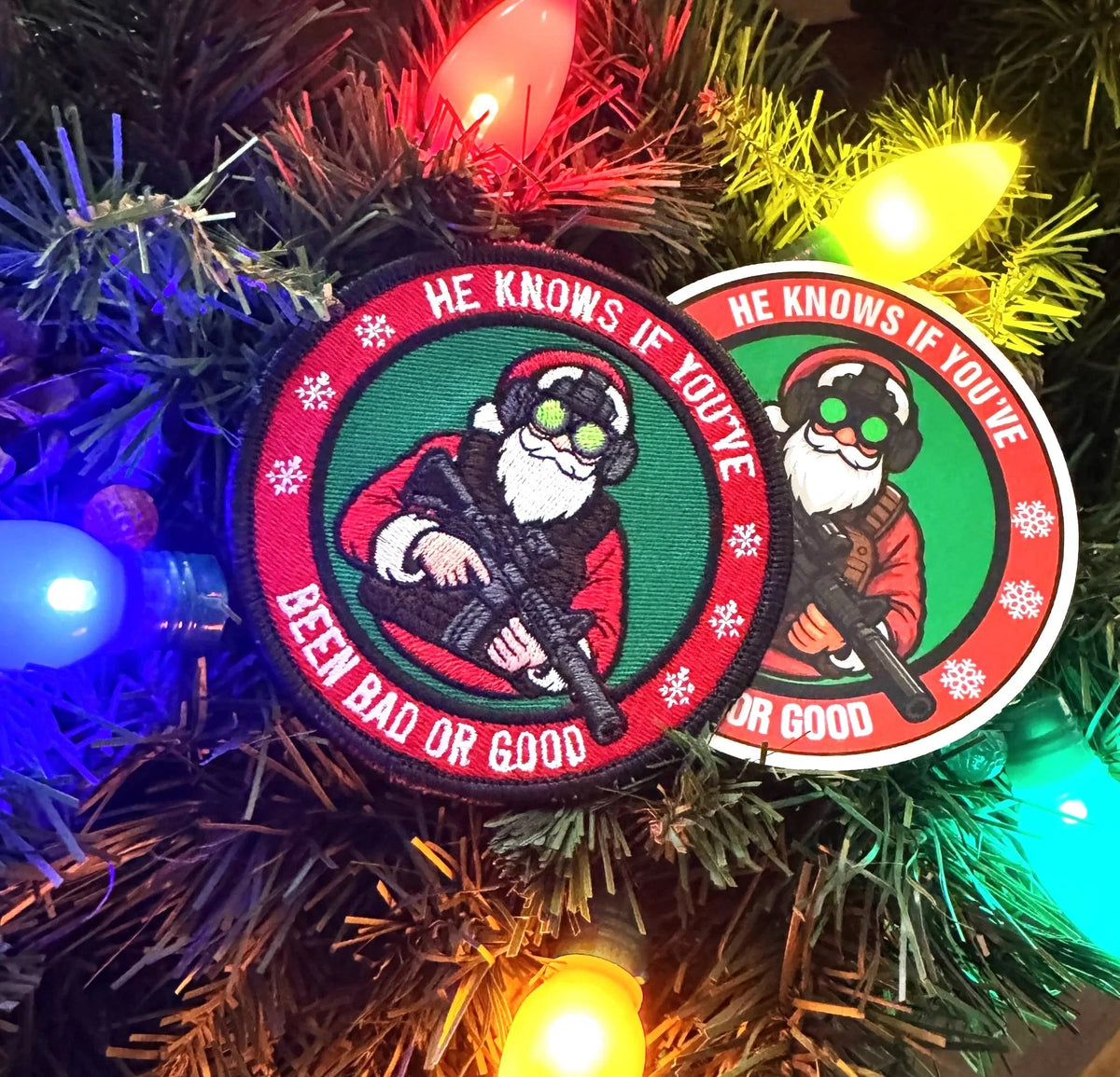 COMBO - POTM - December 2025 -  He Knows If You've Been Bad Or Good  - PATCH AND STICKER