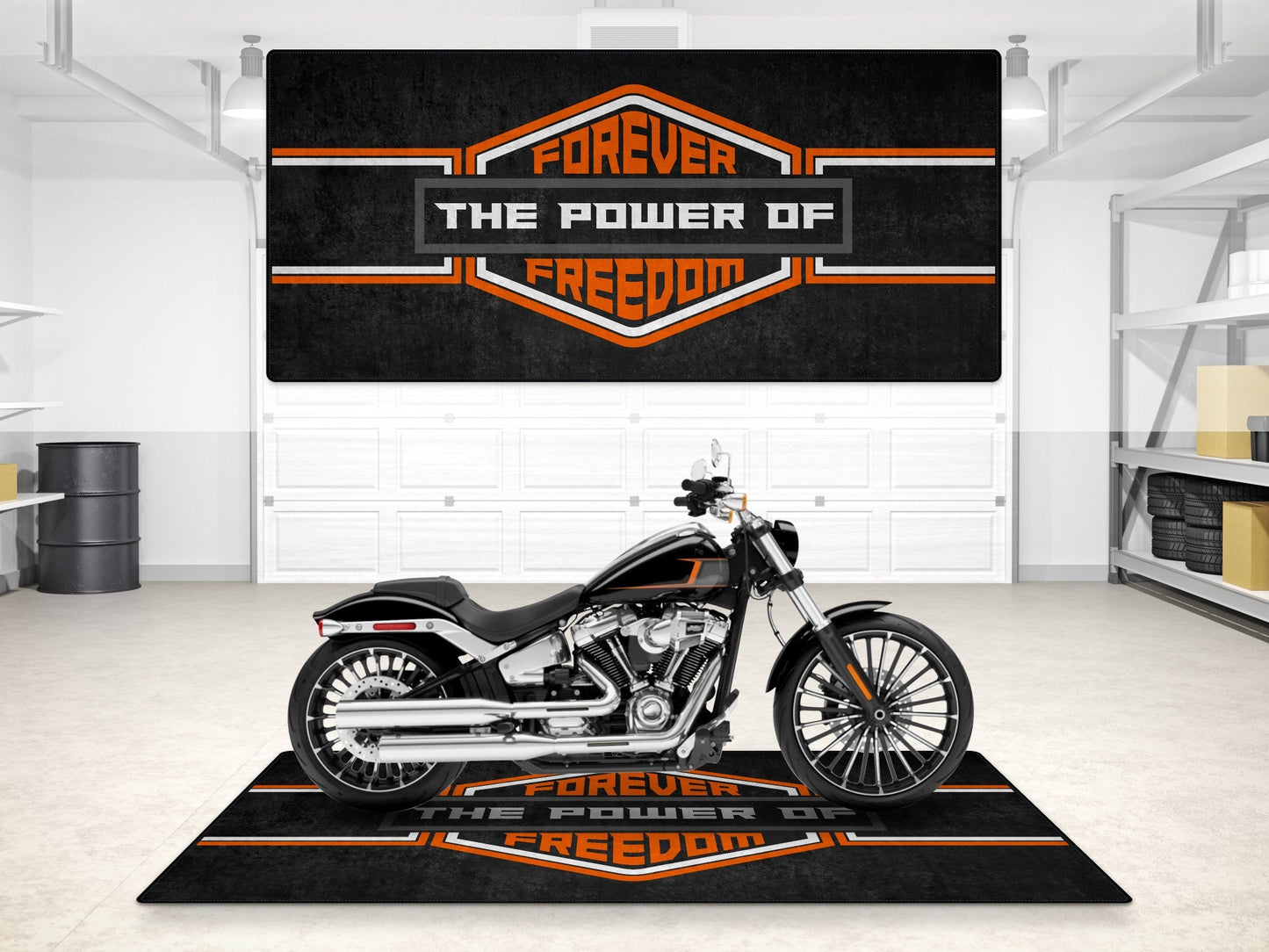 MPM Motorcycle Mat for Cruiser - Touring - Sport Motorcycle " Forever The Power of Freedom " - MM7101