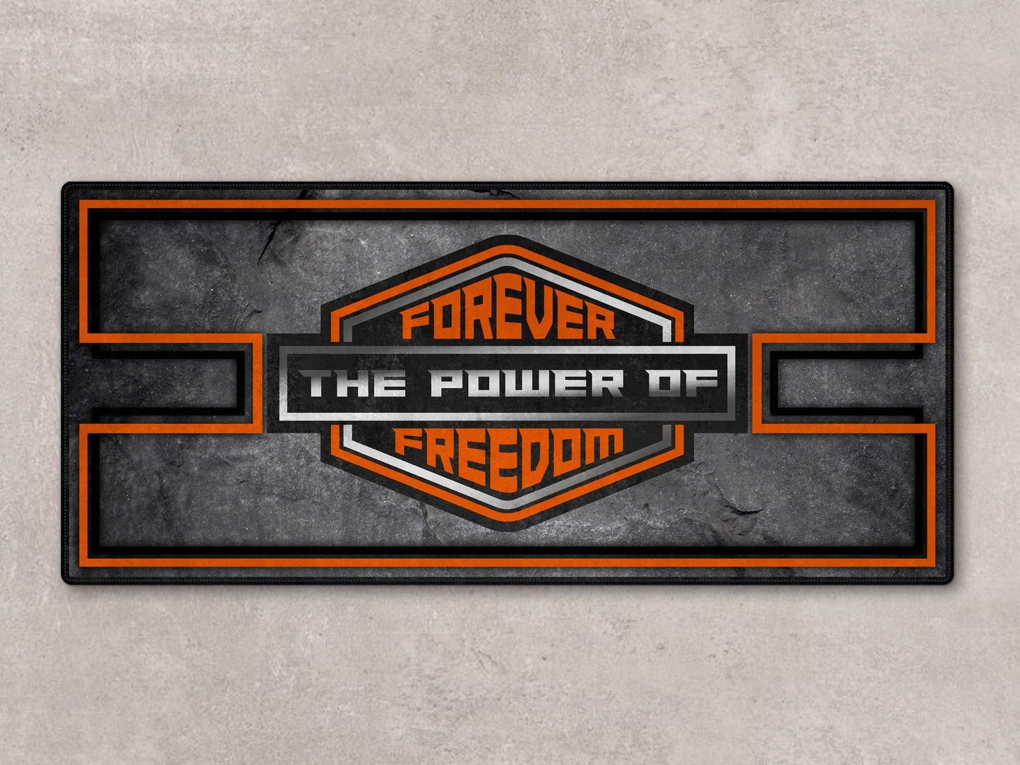 MPM Motorcycle Mat Asphalt Design for Chopper, Cruiser, Touring, Sport Motorcycle "Forever The Power of Freedom" - MM7209