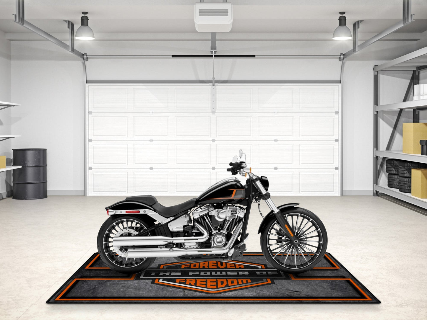 MPM Motorcycle Mat Asphalt Design for Chopper, Cruiser, Touring, Sport Motorcycle "Forever The Power of Freedom" - MM7209
