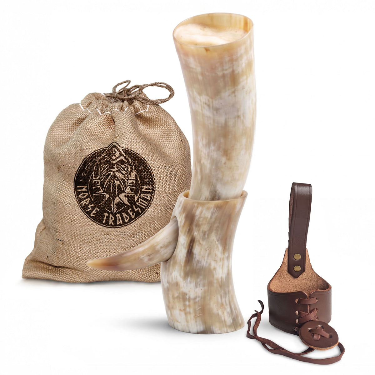 Drinking Horn Bundle with Stand & Holster