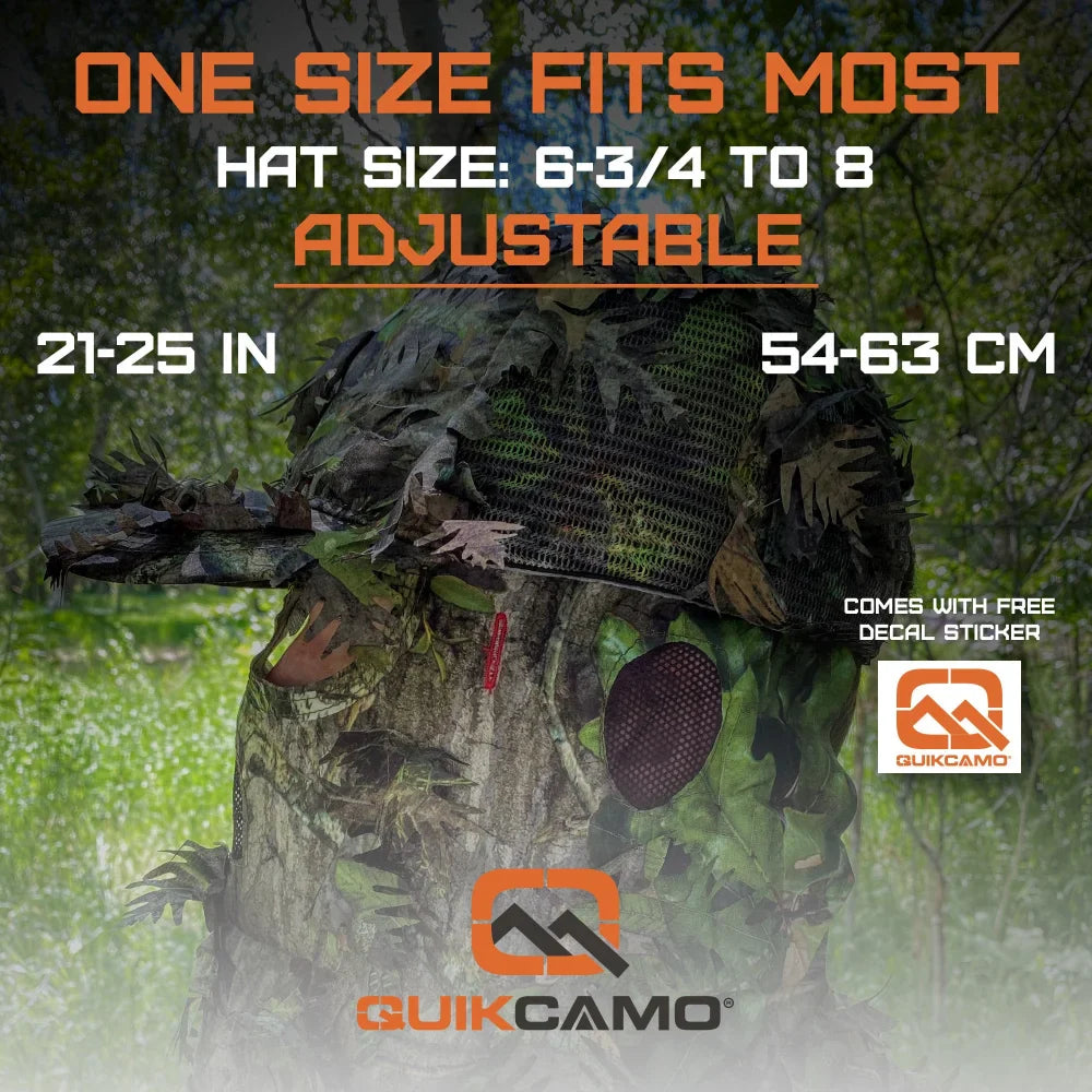 3D Leafy Camo Face Mask Ball Cap in Mossy Oak and Realtree (Adj, OSFM)