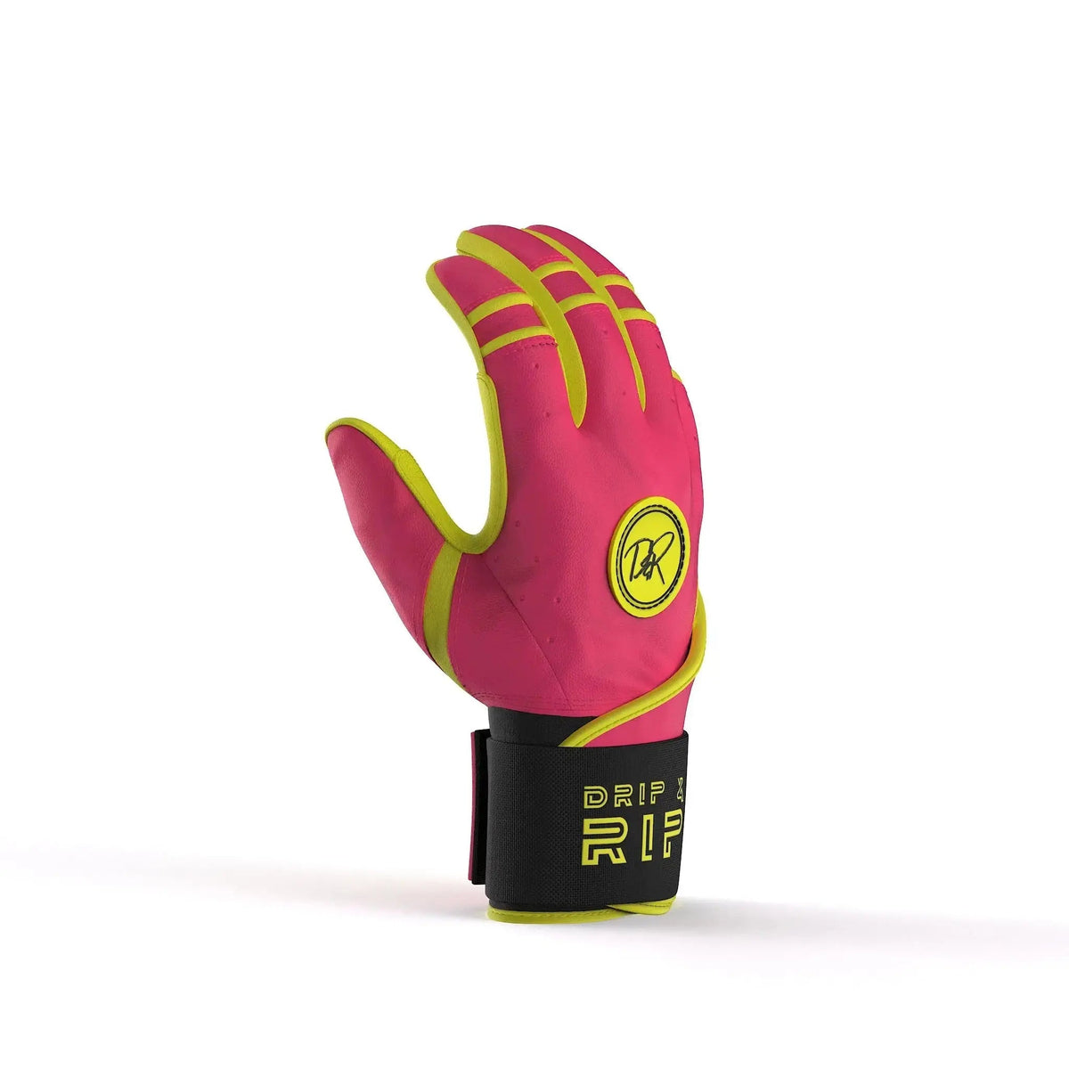 Drip & Rip™ 'Baller' Series Premium Leather Long Cuff Batting Glove Pink Lemonade