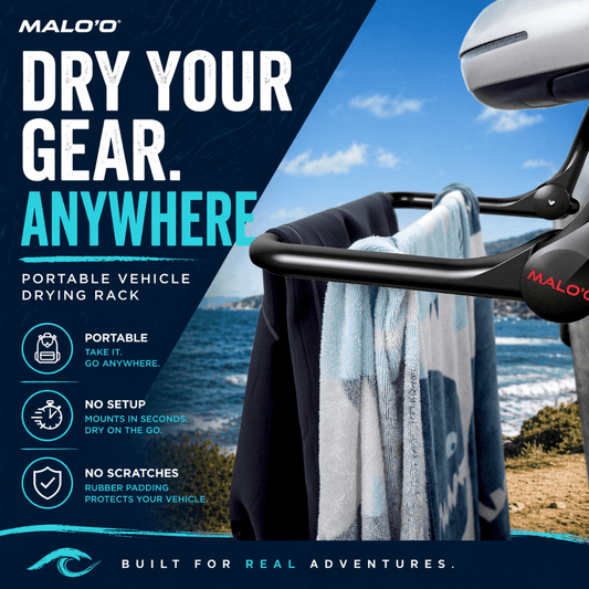 DryRack Mirror Mount – Vehicle-Mounted Gear Dryer for Surf, Beach & Outdoor Use