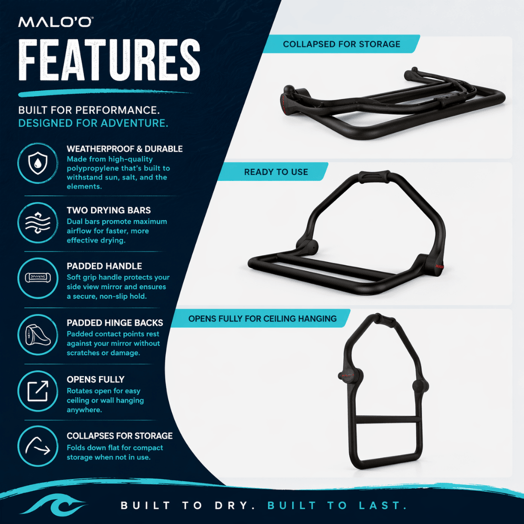 DryRack Portable Drying Rack – Vehicle-Mounted Gear Dryer for Surf, Beach & Outdoor Use