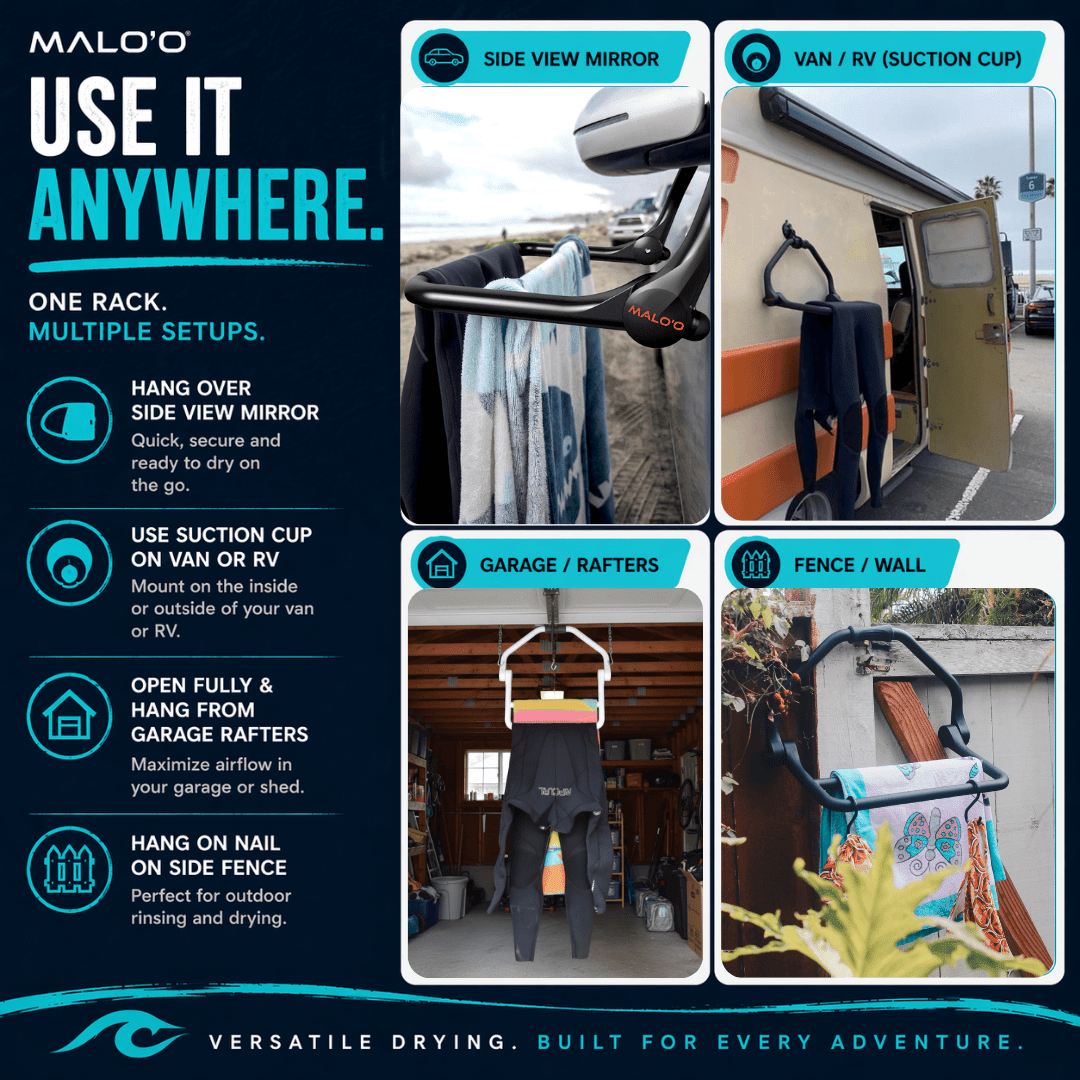 DryRack Portable Drying Rack – Vehicle-Mounted Gear Dryer for Surf, Beach & Outdoor Use