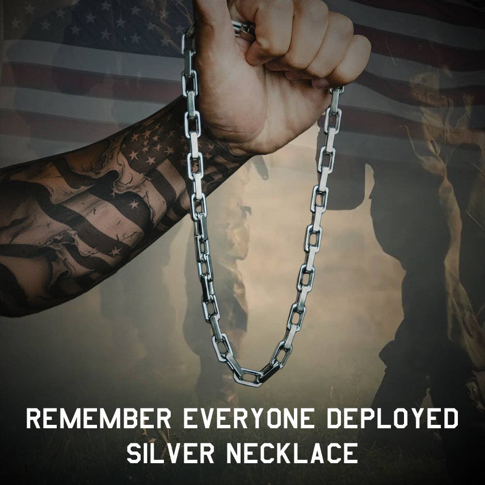 R.E.D. Remember Everyone Deployed Silver Necklace -Faire