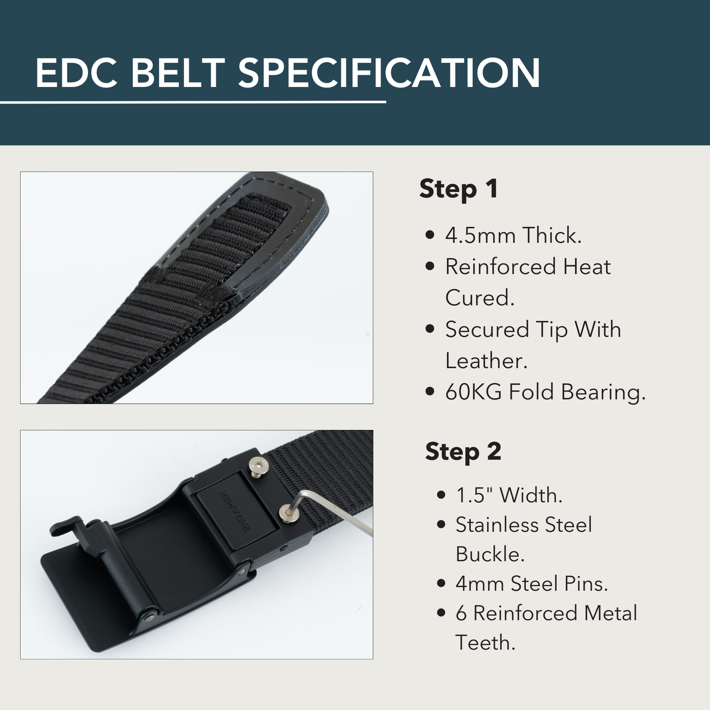Hero 1.0 EDC Belt 1.38" Width For Everyday Carry