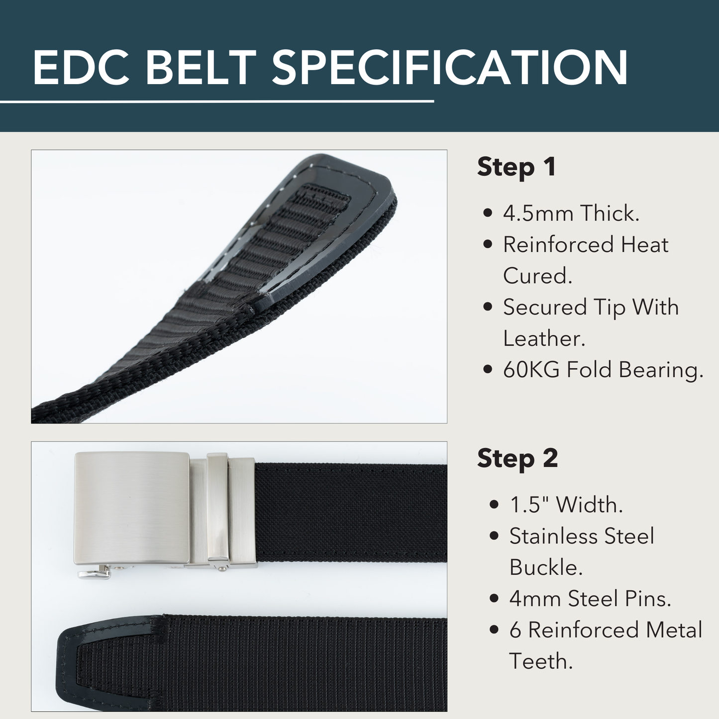 OS 1911 1.0 EDC Belt 1.5" Width Ballistic Nylon for Everyday Carry