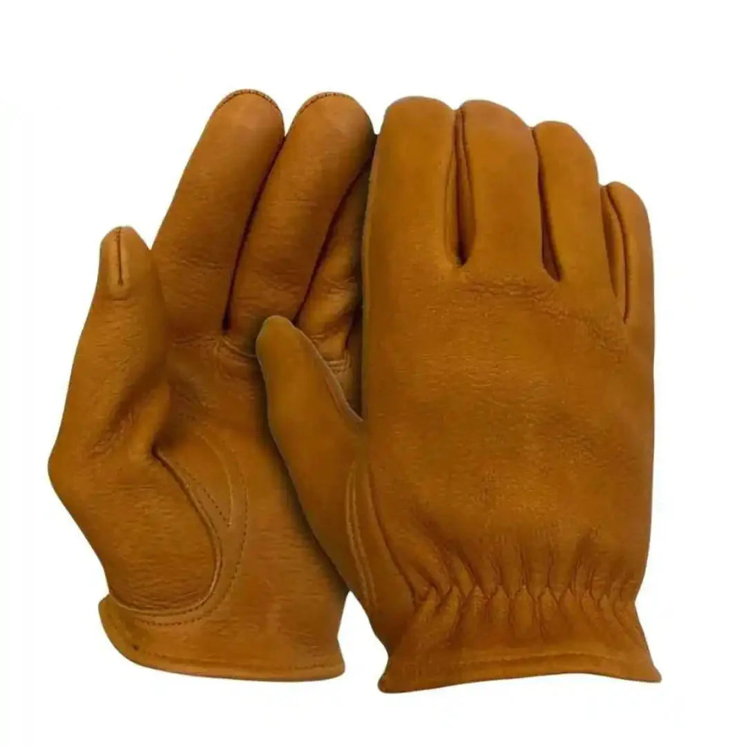 Legendary Tan Deerskin Leather Short Wrist Motorcycle Gloves