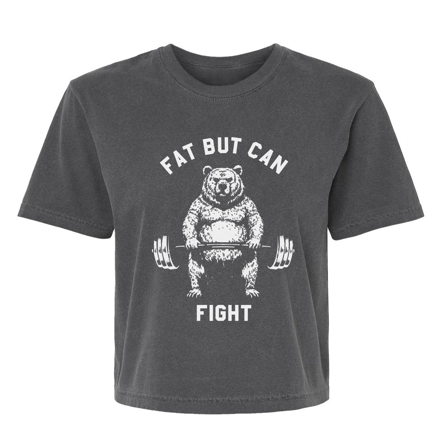 Fat But Can Fight Women's Crop Heavyweight Tee