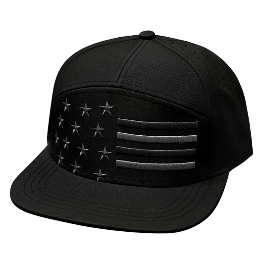 Flag Hat - Flat Bill - Black - Laser Mesh