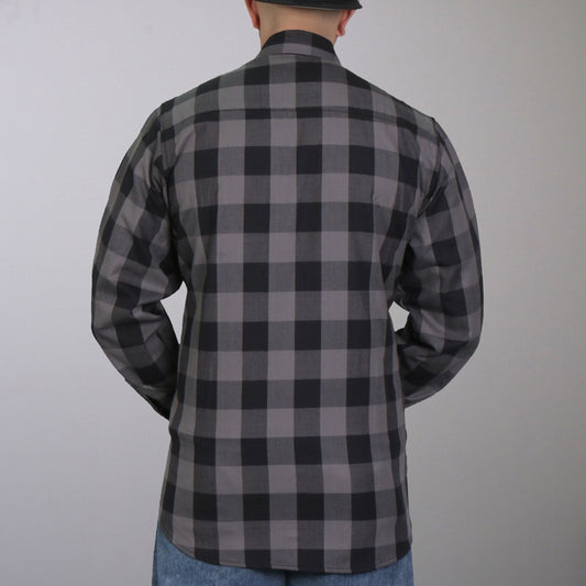 Hot Leathers Men's 'Wreckline' Black/Gray Cotton Flannel Shirt - Button Front - Riding/Casual/ Work Wear - FLM2001
