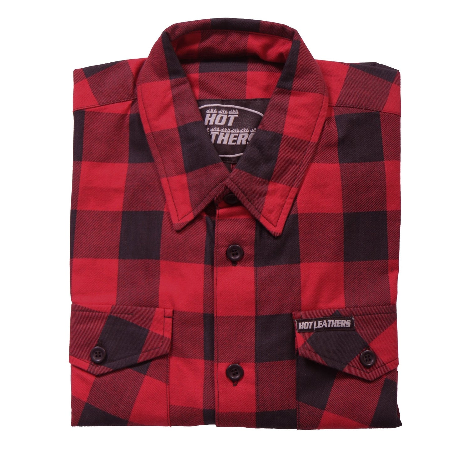 Hot Leathers Men's 'Backroad Saints' Black/Red Cotton Flannel Shirt - Button Front - Riding/Casual/ Work Wear - FLM2002