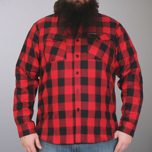 Hot Leathers Men's 'Backroad Saints' Black/Red Cotton Flannel Shirt - Button Front - Riding/Casual/ Work Wear - FLM2002