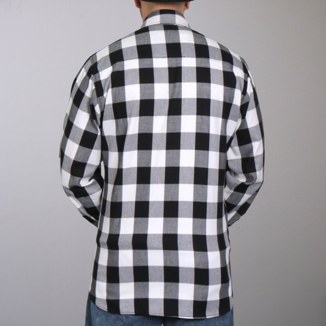 Hot Leathers Men's 'Outlaw Mile' Black/White Cotton Flannel Shirt - Button Front - Riding/Casual/ Work Wear - FLM2004