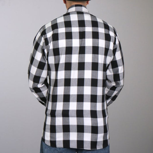Hot Leathers Men's 'Outlaw Mile' Black/White Cotton Flannel Shirt - Button Front - Riding/Casual/ Work Wear - FLM2004