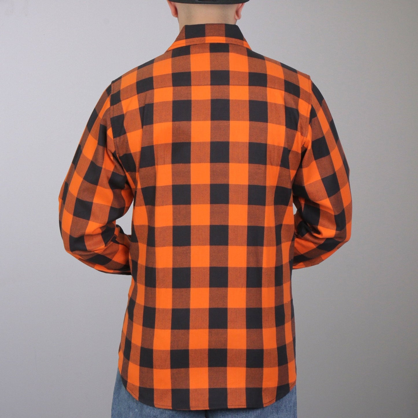 Hot Leathers Men's 'Road Vow' Orange/Black Cotton Flannel Shirt - Button Front - Riding/Casual/ Work Wear - FLM2007