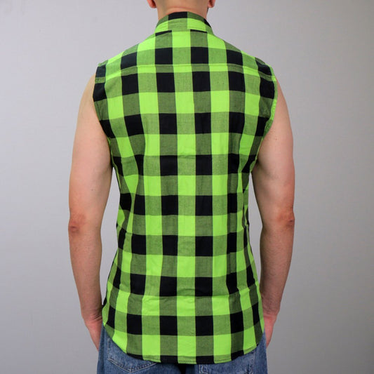 Hot Leathers Men's 'Rattlesmoke' Black/Green Cotton Flannel Shirt - Button Front - Riding/Casual/ Work Wear - FLM5002