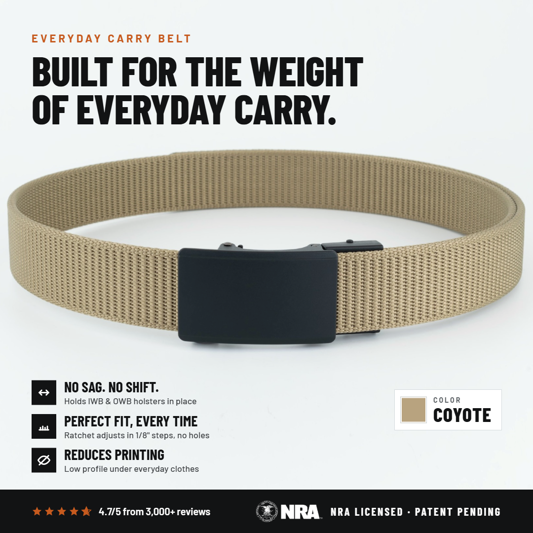 Force 1.0 EDC Belt 1.5" Width Ballistic Nylon for Everyday Carry