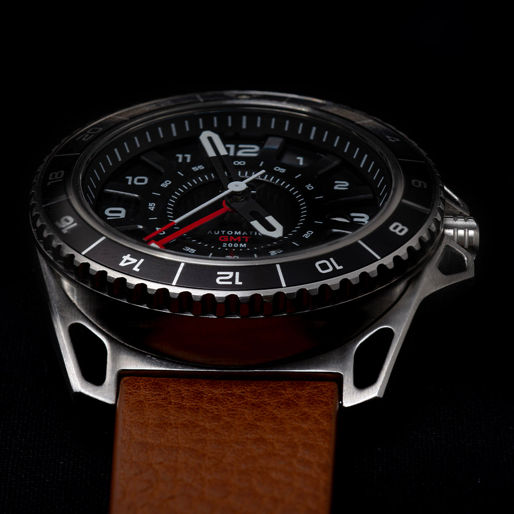 GMT-01 - Automatic GMT Watch with Italian Leather Strap