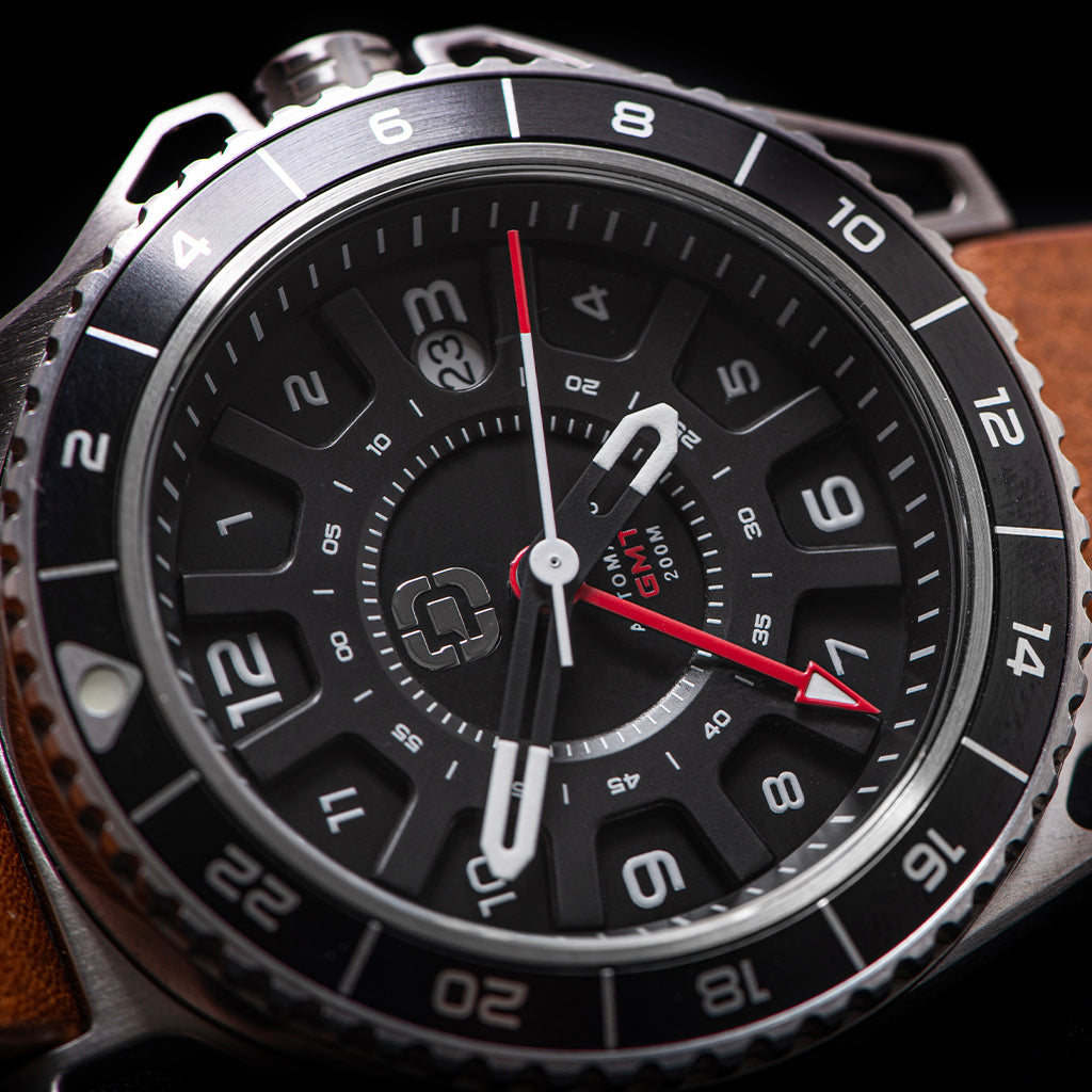 GMT-01 - Automatic GMT Watch with Italian Leather Strap