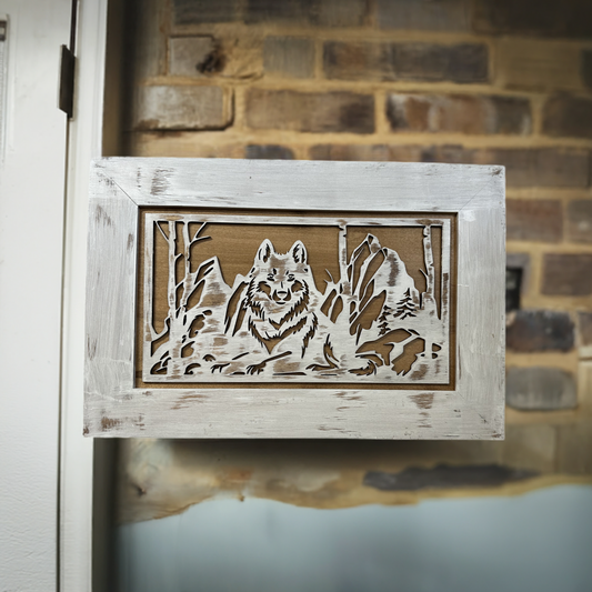 White Wolf Gun Concealment Furniture - Handcrafted Hidden Gun Storage Wall Decor - Hidden Gun Shelf with Magnetic Lock for Quick Access