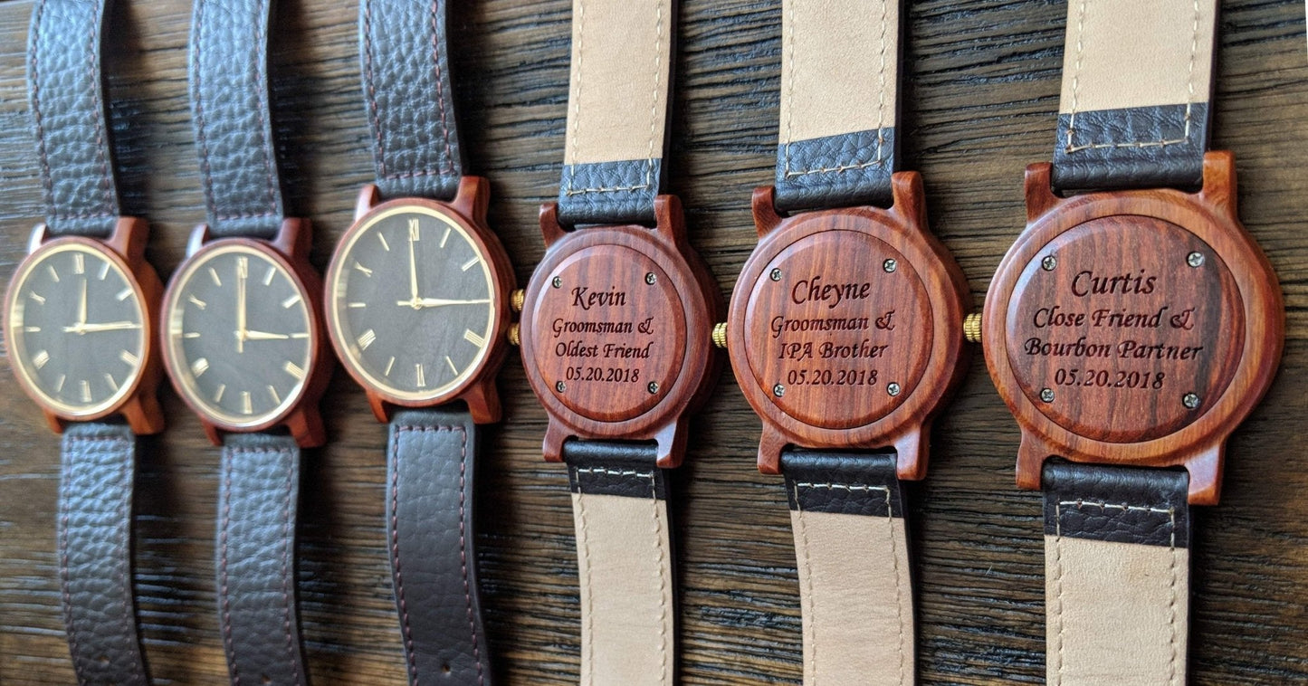 Groomsmen Set Of 6 Wooden Watches Red Arce