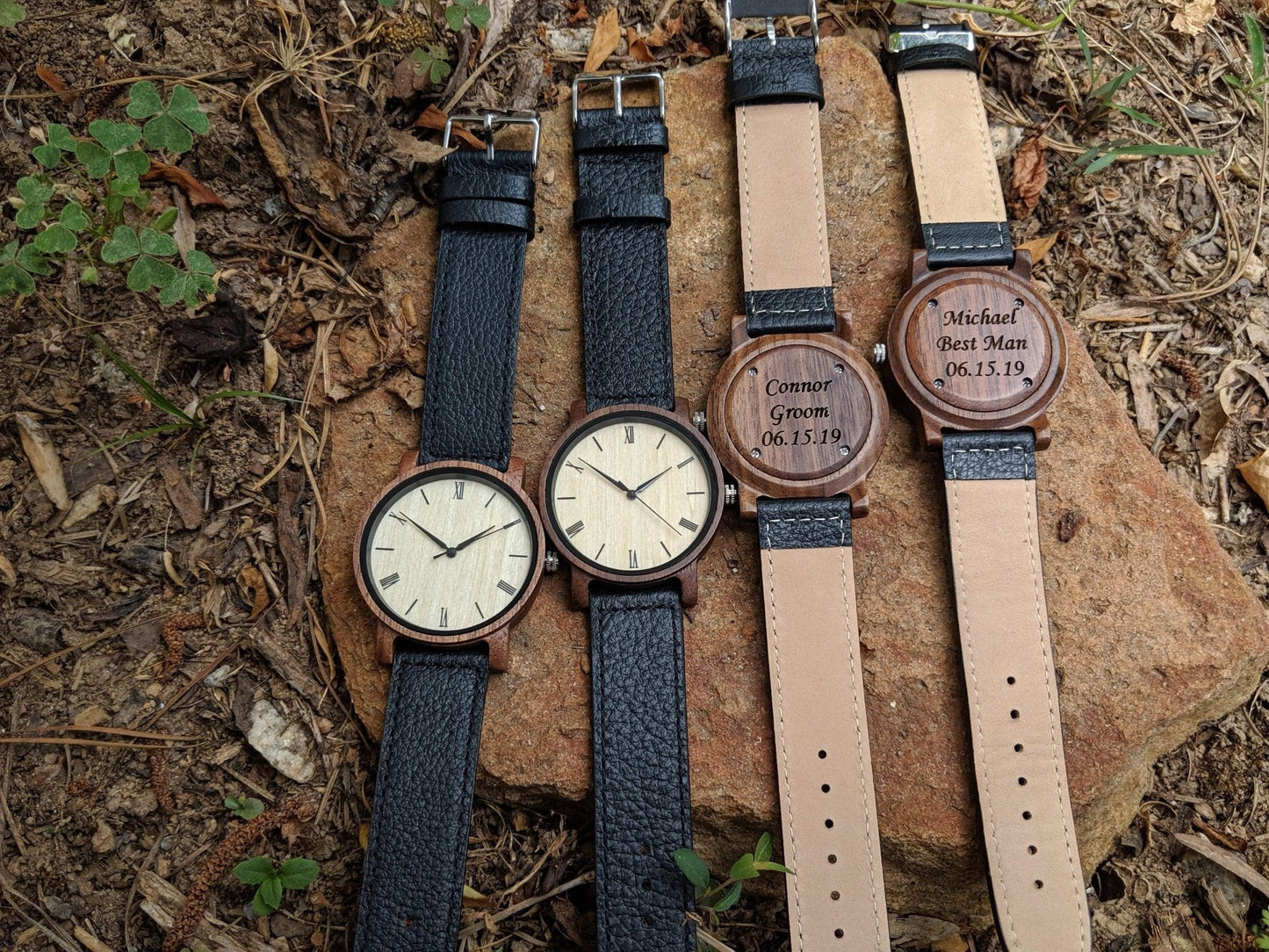 Groomsmen Set Of 7 Wooden Watches Walnut Arce
