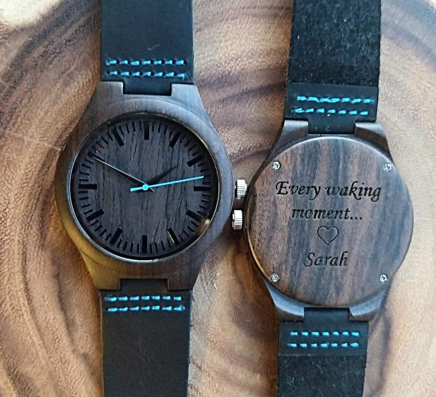 Groomsmen Set Of 8 Wooden Watches - Blue Energico