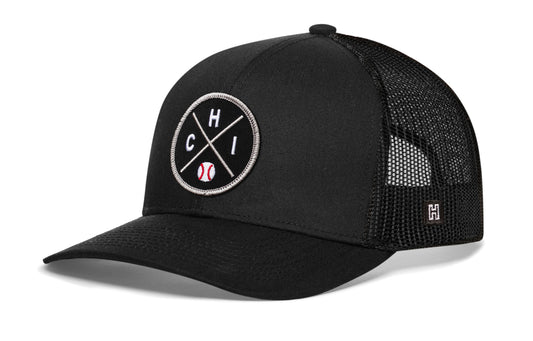 Chicago Trucker Hat  |  Silver CHI X Baseball Snapback
