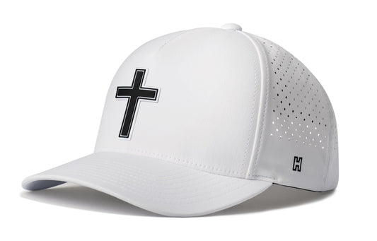 Cross Performance 5-Panel Hat  |  Black PVC Christian Flexfit® Snapback