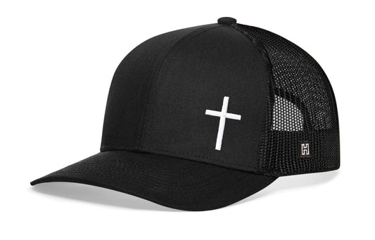 Cross Trucker Hat  |  Black Cross Snapback