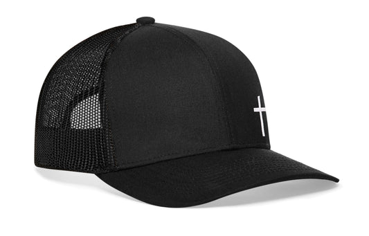Cross Trucker Hat  |  Black Cross Snapback