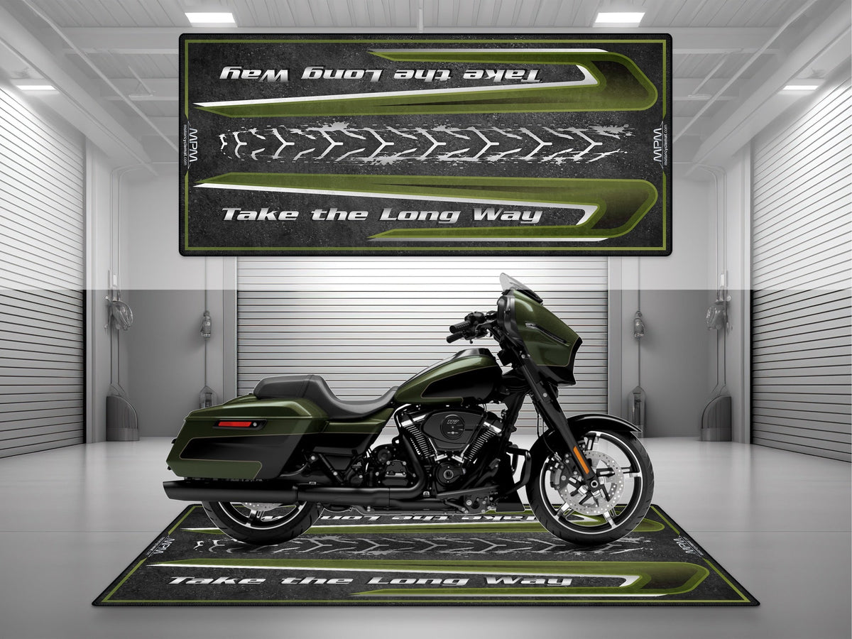 MPM Motorcycle Mat for Touring Motorcycle "Take the Long Way" - MM4311